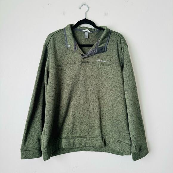 Eddie Bauer Green Pull Over Fleece quarter button outdoor daily men’s XL - Picture 1 of 9
